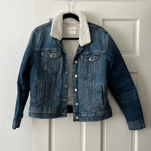 Lucky Brand Faux Shearling Sherpa Denim Trucker Jacket Medium